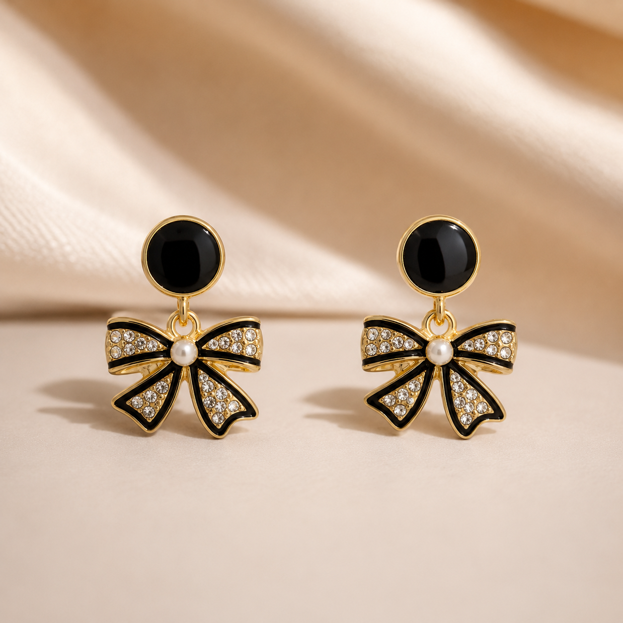 Luxury Black Bow Earrings