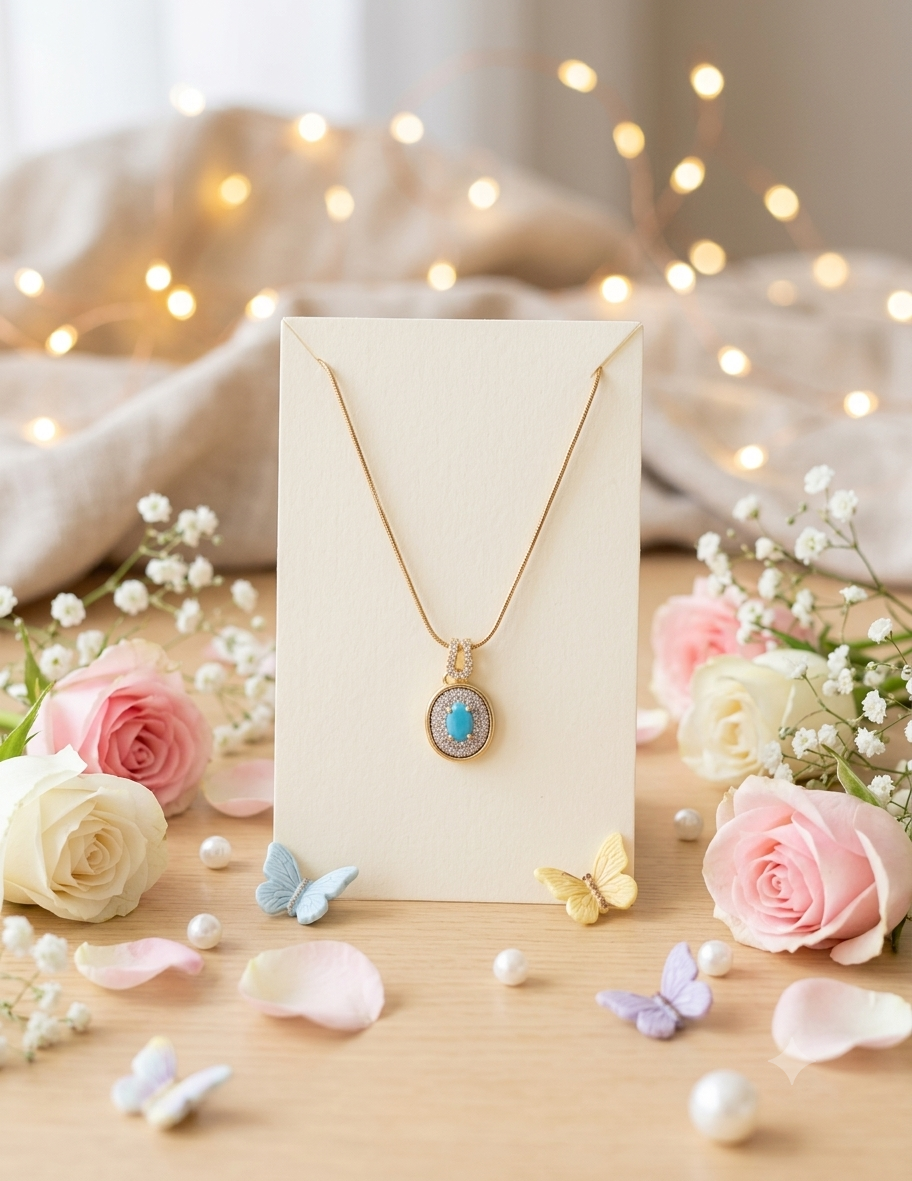 Elegant Blue Stone Pendant Necklace