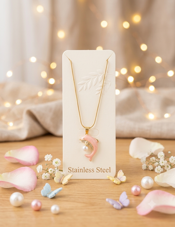Pink Dolphin Pendant Necklace