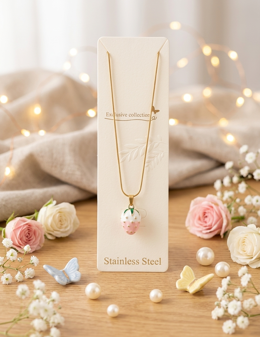 Sweet Strawberry Charm Necklace