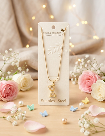 Crystal Hourglass Charm Necklace