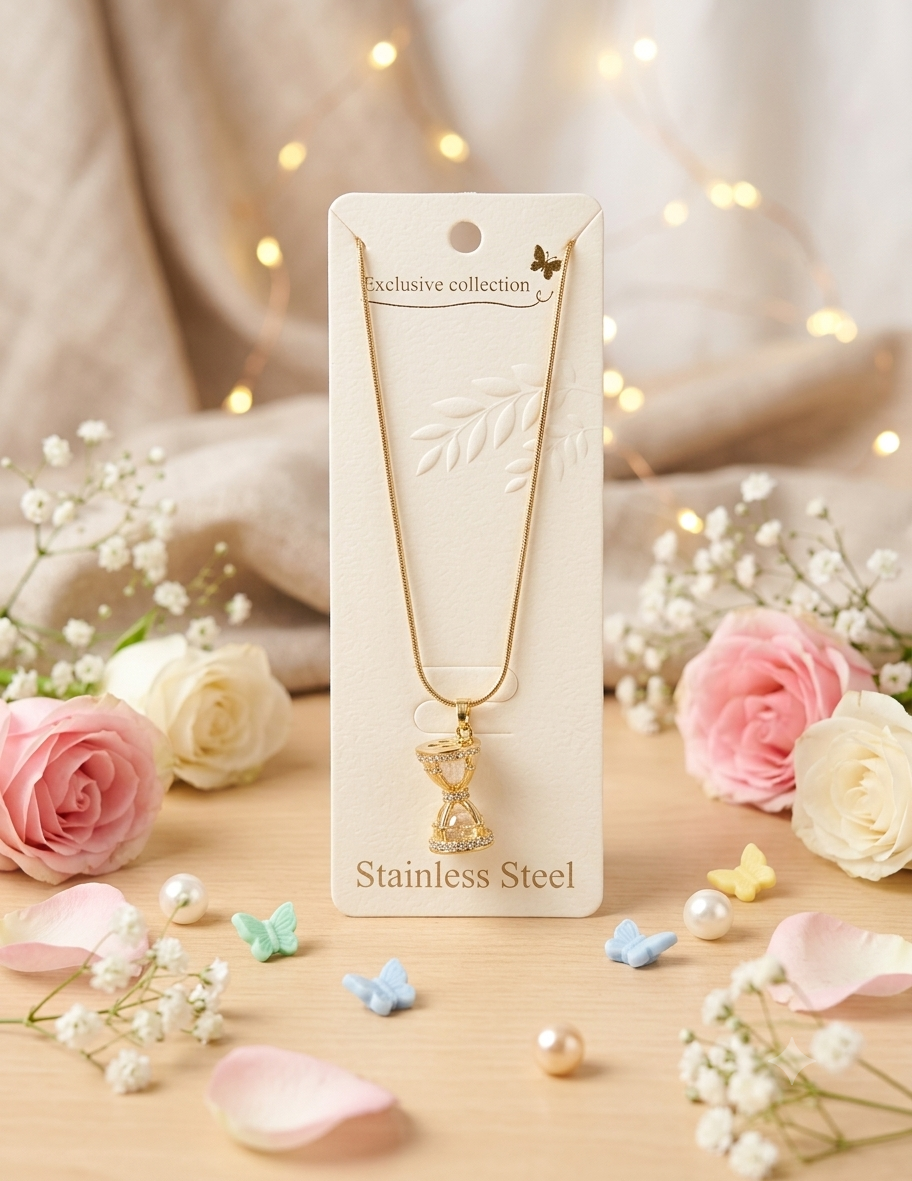 Crystal Hourglass Charm Necklace
