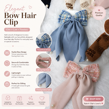 Premium tweed fabric bow
