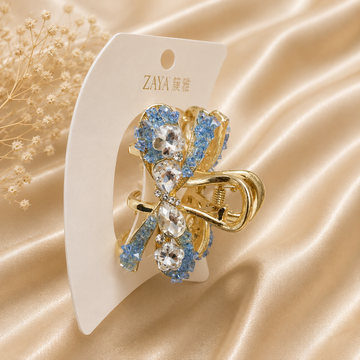 Crystal Blue Bow Hair Claw
