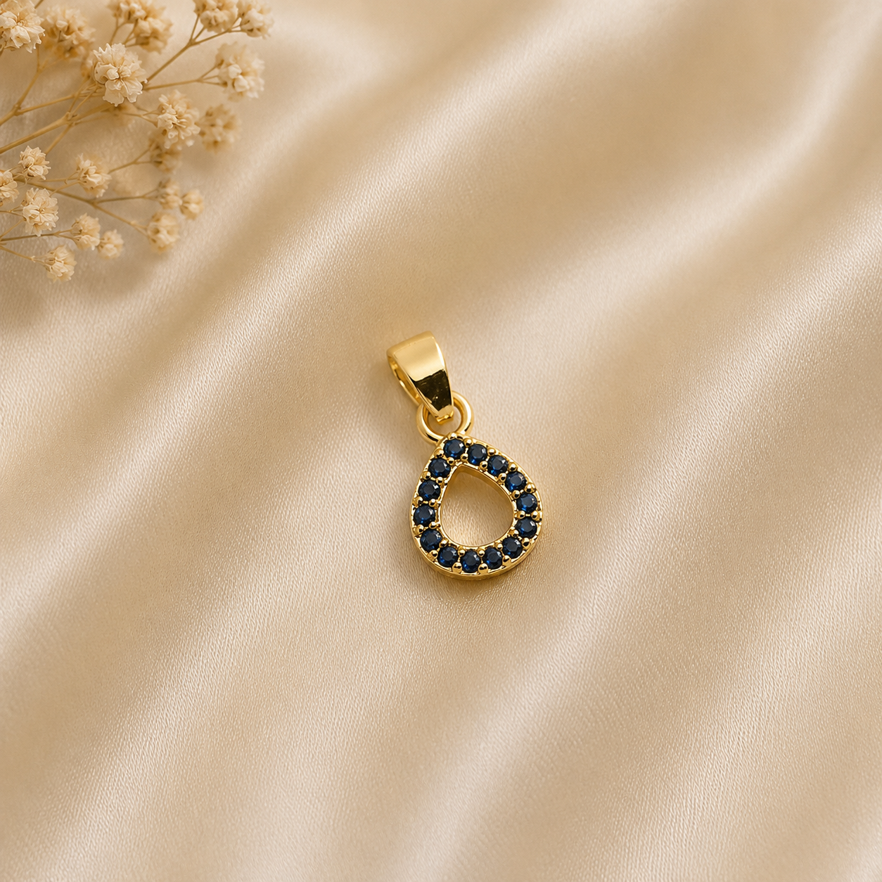 Minimal Blue Crystal Drop Pendant