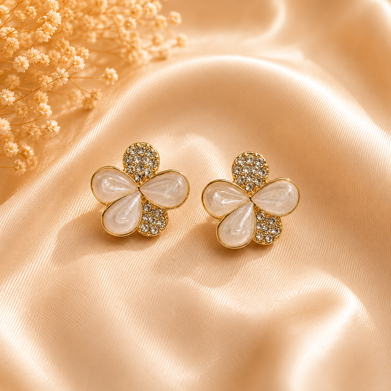 Pearl Petal Bloom Stud Earrings