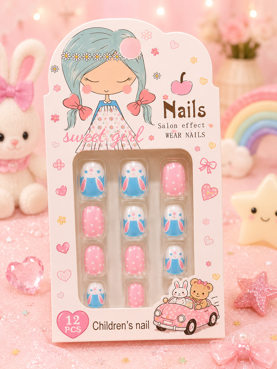 Kids' Bunny Press-On Nails