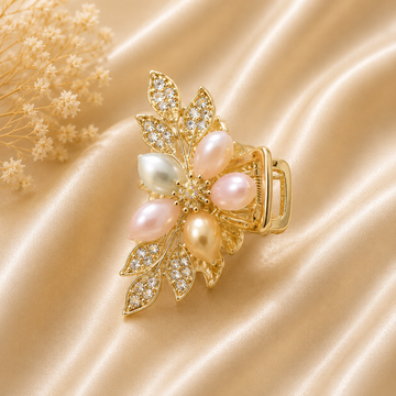 Golden Petal Pearl Hair Claw
