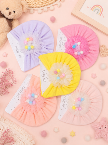 Baby Turban Cap with Floral Bow | Soft Newborn & Toddler Headwrap