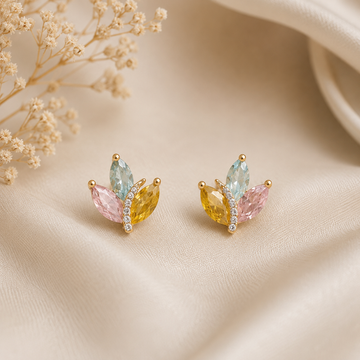 Pastel Petal Crystal Stud Earrings