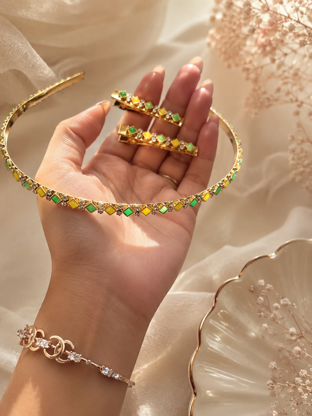 Rajwada  Kundan Headpiece combo