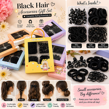 🖤 Classic Black Hair Accessories Gift set