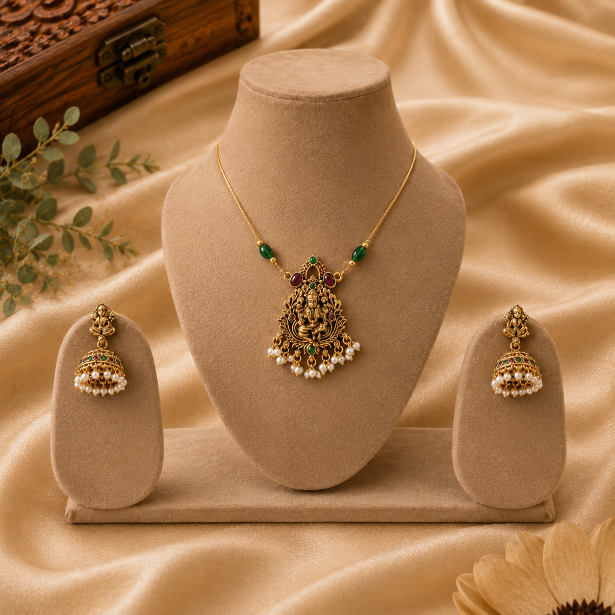 Invisible Lakshmi pendent Set