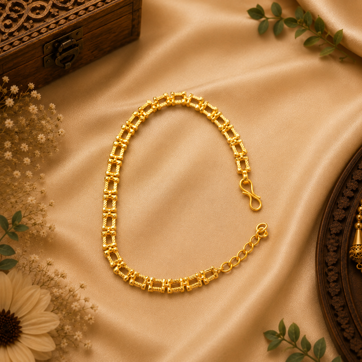 Golden Geometric Link Bracelet