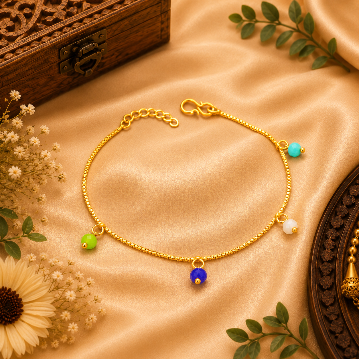 Color Bead Charm Bracelet