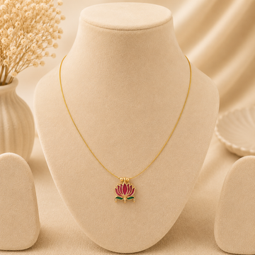 Invisible Lotus Pendant Necklace (Red)