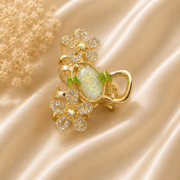 Golden Floral Hair Claw