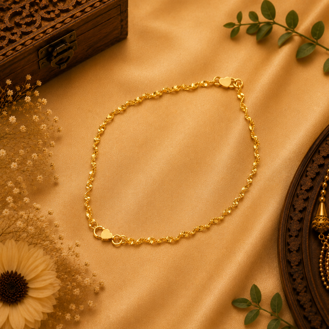 Elegant Twisted Gold Anklet for Women