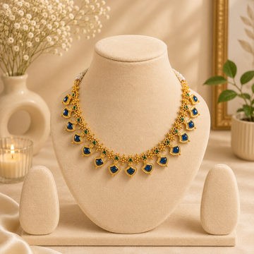 Kerala Traditional Palakka Stone necklace(Blue)